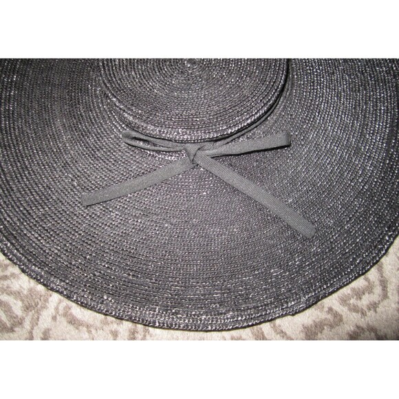Emporio Armani black straw wide brimmed ladies\' formal sun hat w attached comb main image 11